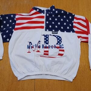Vintage Usa Flag Myrtle Beach Men's Half Zip Pullover One Size Fits All